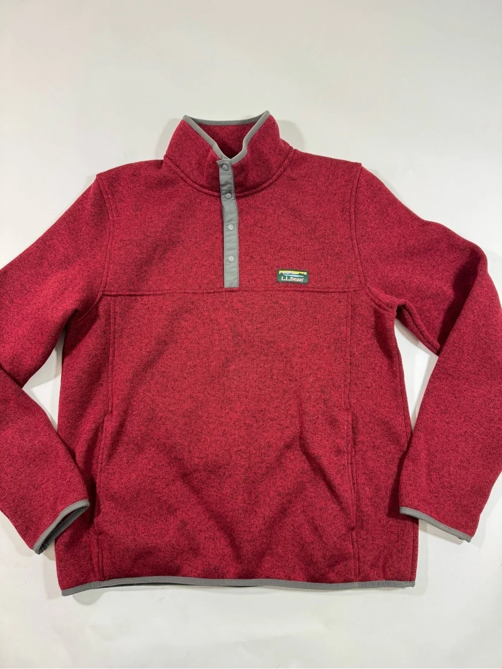LL Bean Pullover Sweater Fleece Mens Red
